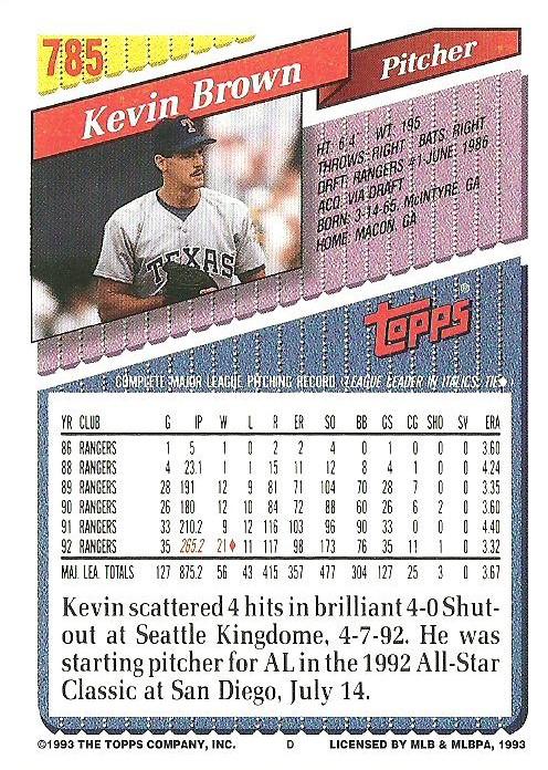 Kevin Brown  baseball card collectible - Main Image 2
