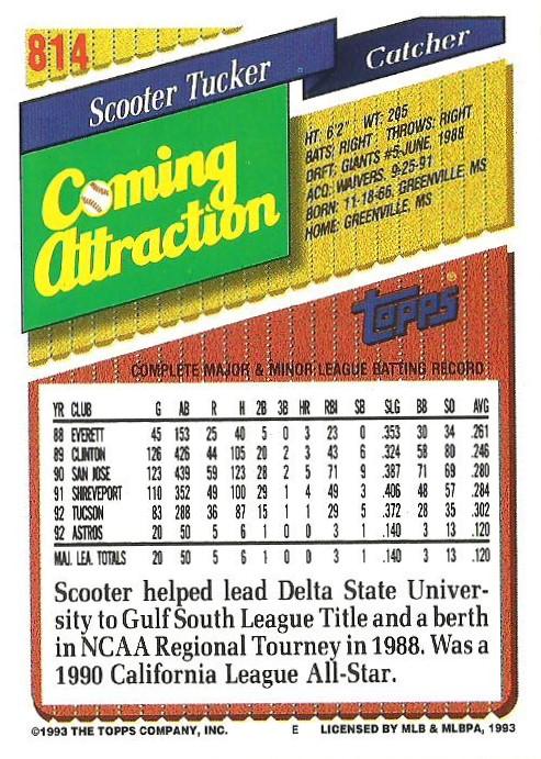 Scooter Tucker  baseball card collectible - Main Image 2