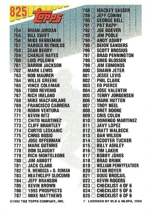 Checklist 6: 692-825  baseball card collectible - Main Image 2