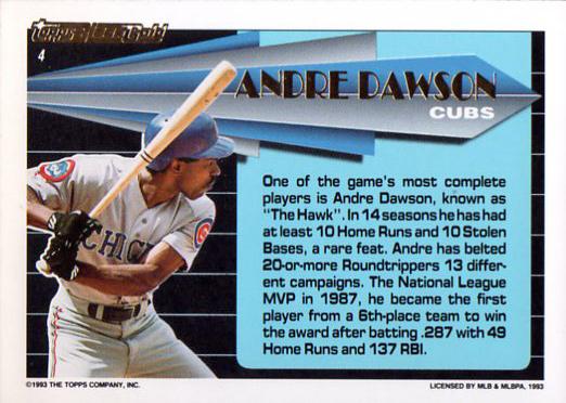 Andre Dawson  baseball card collectible - Main Image 2