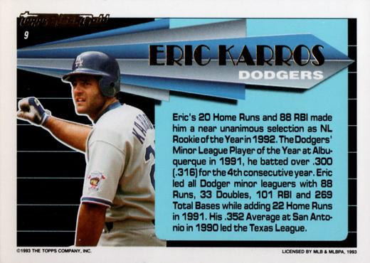 Eric Karros  baseball card collectible - Main Image 2