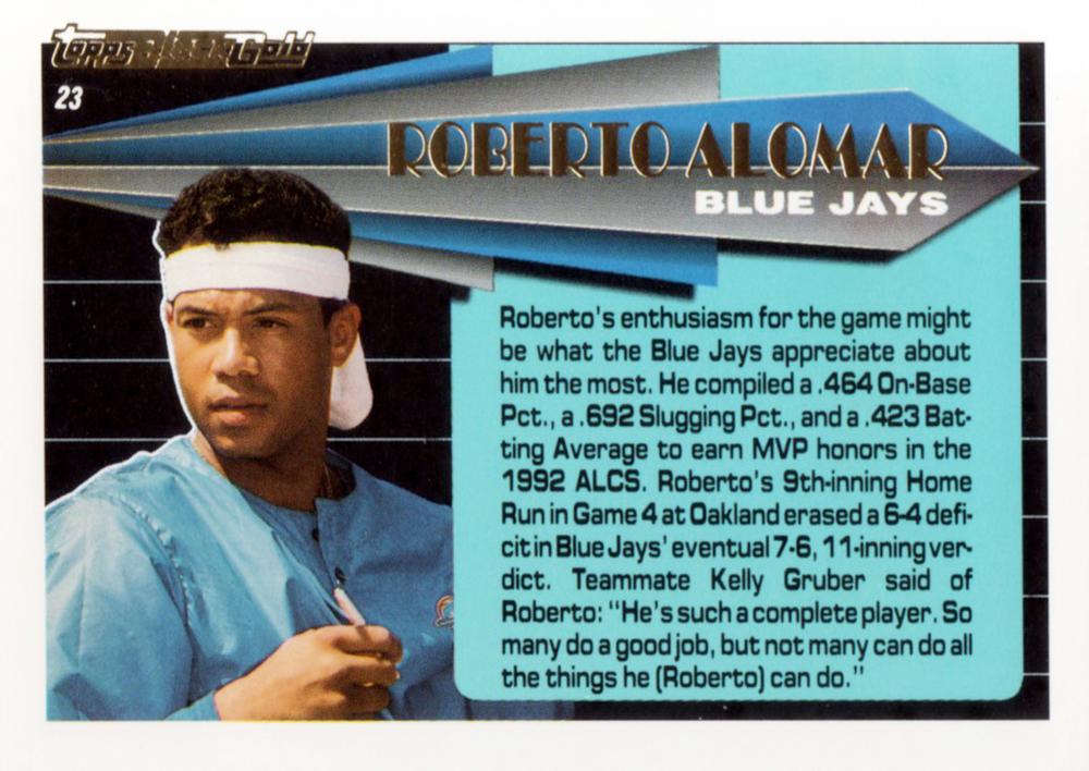 Roberto Alomar  baseball card collectible - Main Image 2
