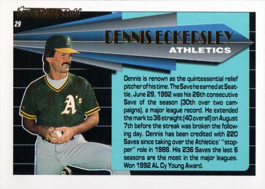 Dennis Eckersley  baseball card collectible - Main Image 2