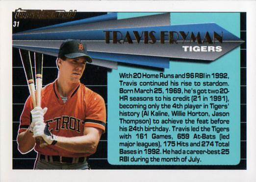 Travis Fryman  baseball card collectible - Main Image 2