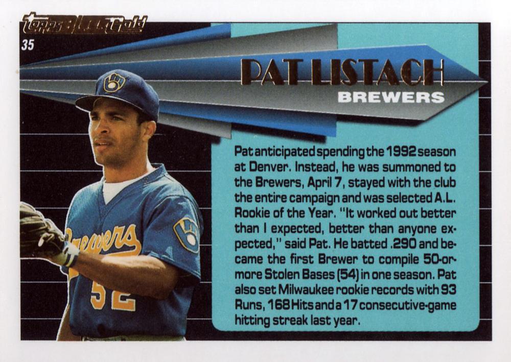 Pat Listach  baseball card collectible - Main Image 2