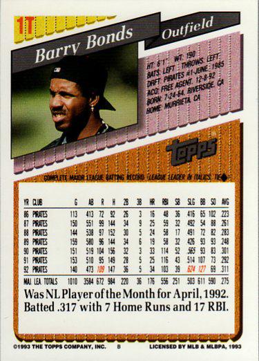Barry Bonds  baseball card collectible - Main Image 2