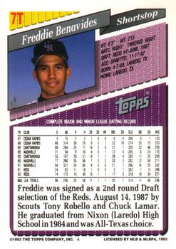 Freddie Benavides  baseball card collectible - Main Image 2