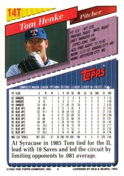 Tom Henke  baseball card collectible - Main Image 2
