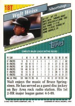 Walt Weiss  baseball card collectible - Main Image 2