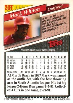 Mark Whiten  baseball card collectible - Main Image 2