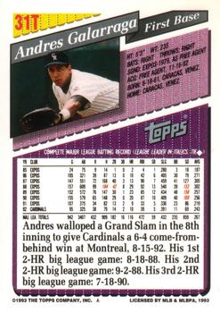 Andres Galarraga  baseball card collectible - Main Image 2