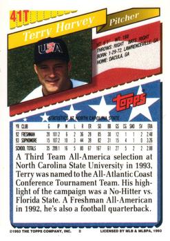 Terry Harvey  baseball card collectible - Main Image 2