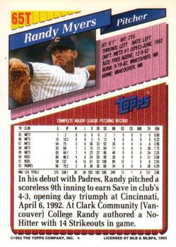 Randy Myers  baseball card collectible - Main Image 2