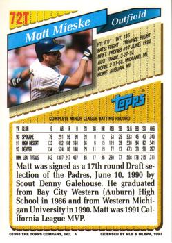 Matt Mieske  baseball card collectible - Main Image 2