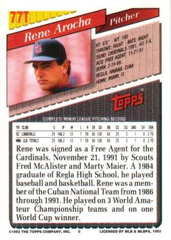 Rene Arocha  baseball card collectible - Main Image 2