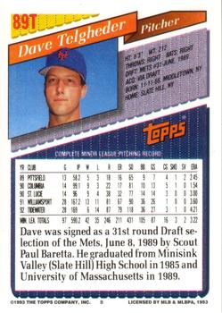 Dave Telgheder  baseball card collectible - Main Image 2