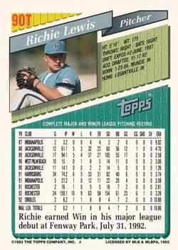 Richie Lewis  baseball card collectible - Main Image 2