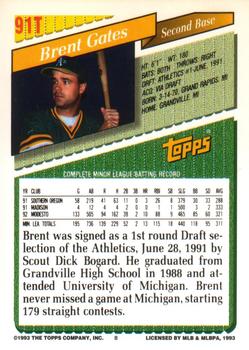 Brent Gates  baseball card collectible - Main Image 2
