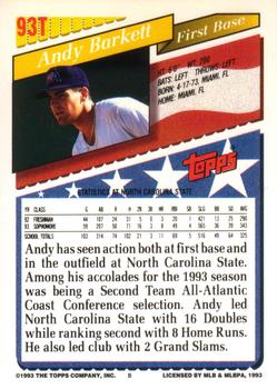 Andy Barkett  baseball card collectible - Main Image 2