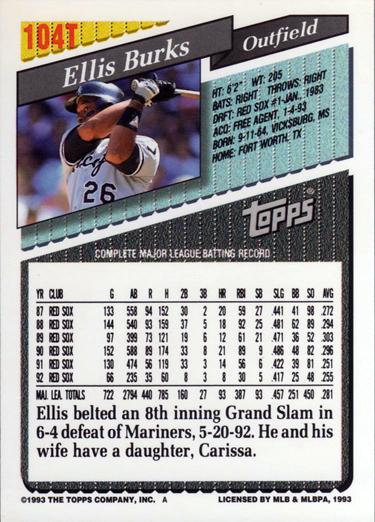 Ellis Burks  baseball card collectible - Main Image 2