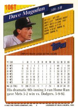 Dave Magadan  baseball card collectible - Main Image 2
