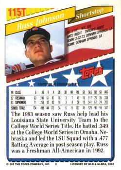 Russ Johnson  baseball card collectible - Main Image 2