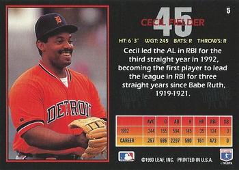 Cecil Fielder  baseball card collectible - Main Image 2