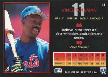 Vince Coleman  baseball card collectible - Main Image 2