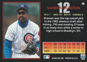 Shawon Dunston  baseball card collectible - Main Image 2