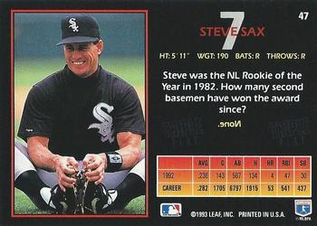 Steve Sax  baseball card collectible - Main Image 2