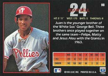 Juan Bell  baseball card collectible - Main Image 2