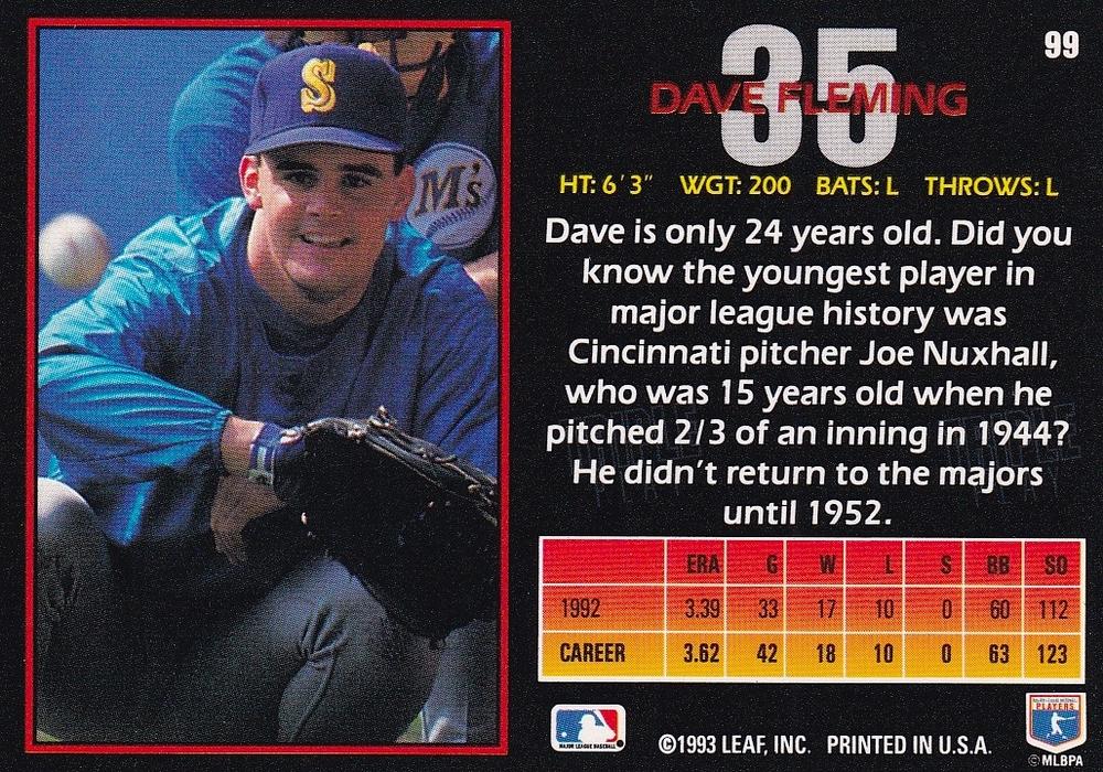 Dave Fleming  baseball card collectible - Main Image 2