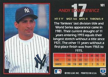 Andy Stankiewicz  baseball card collectible - Main Image 2
