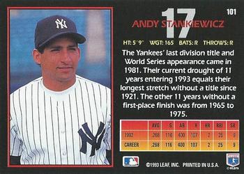 Andy Stankiewicz  baseball card collectible - Main Image 2