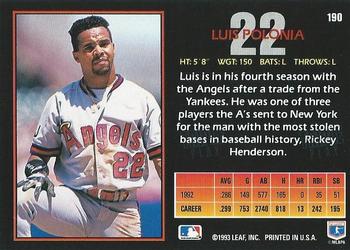 Luis Polonia  baseball card collectible - Main Image 2