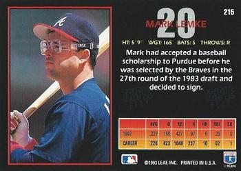Mark Lemke  baseball card collectible - Main Image 2