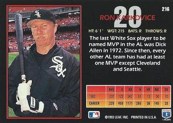 Ron Karkovice  baseball card collectible - Main Image 2