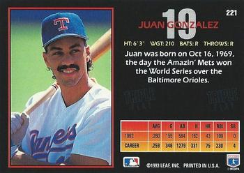 Juan Gonzalez  baseball card collectible - Main Image 2
