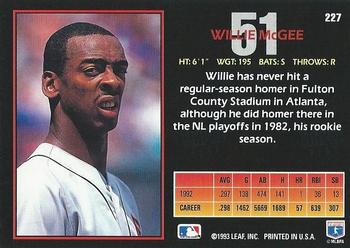 Willie McGee  baseball card collectible - Main Image 2
