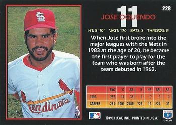 Jose Oquendo  baseball card collectible - Main Image 2