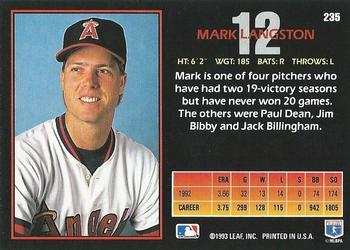 Mark Langston  baseball card collectible - Main Image 2