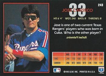 Jose Canseco  baseball card collectible - Main Image 2