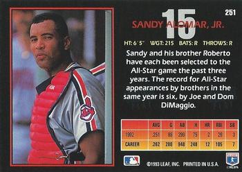 Sandy Alomar, Jr.  baseball card collectible - Main Image 2