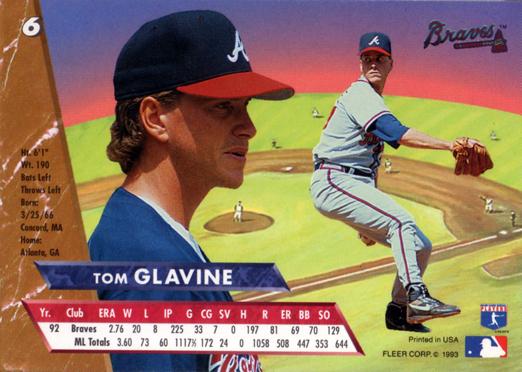Tom Glavine  baseball card collectible - Main Image 2