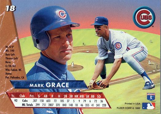 Mark Grace  baseball card collectible - Main Image 2