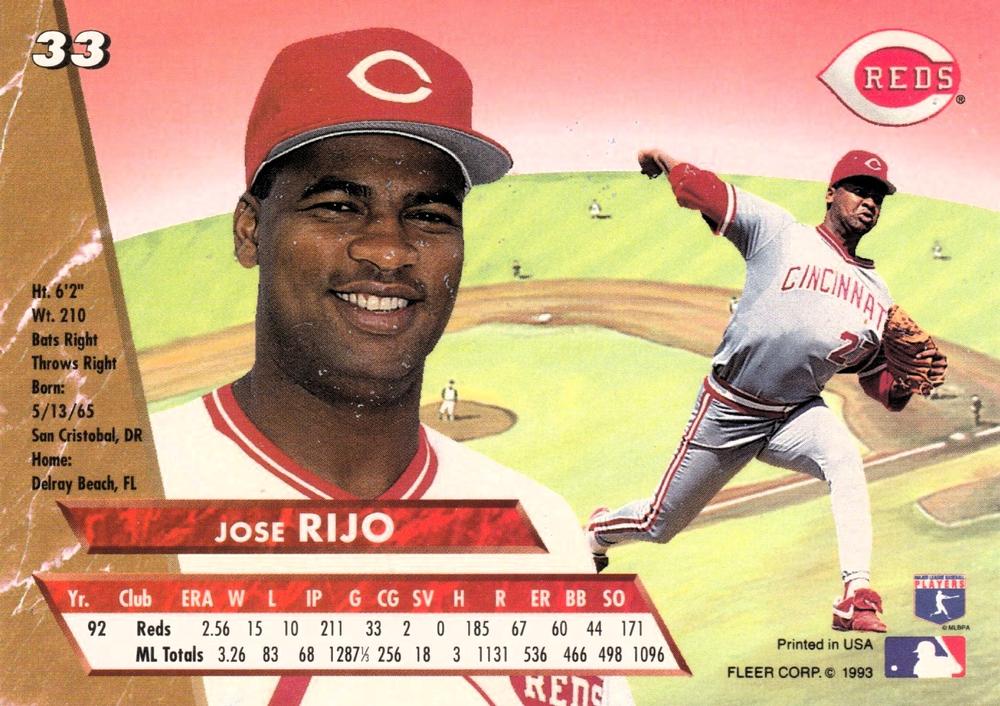 Jose Rijo  baseball card collectible - Main Image 2
