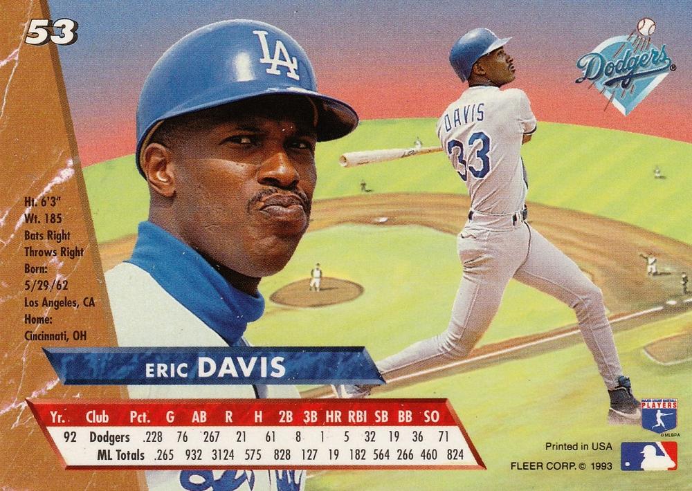 Eric Davis  baseball card collectible - Main Image 2