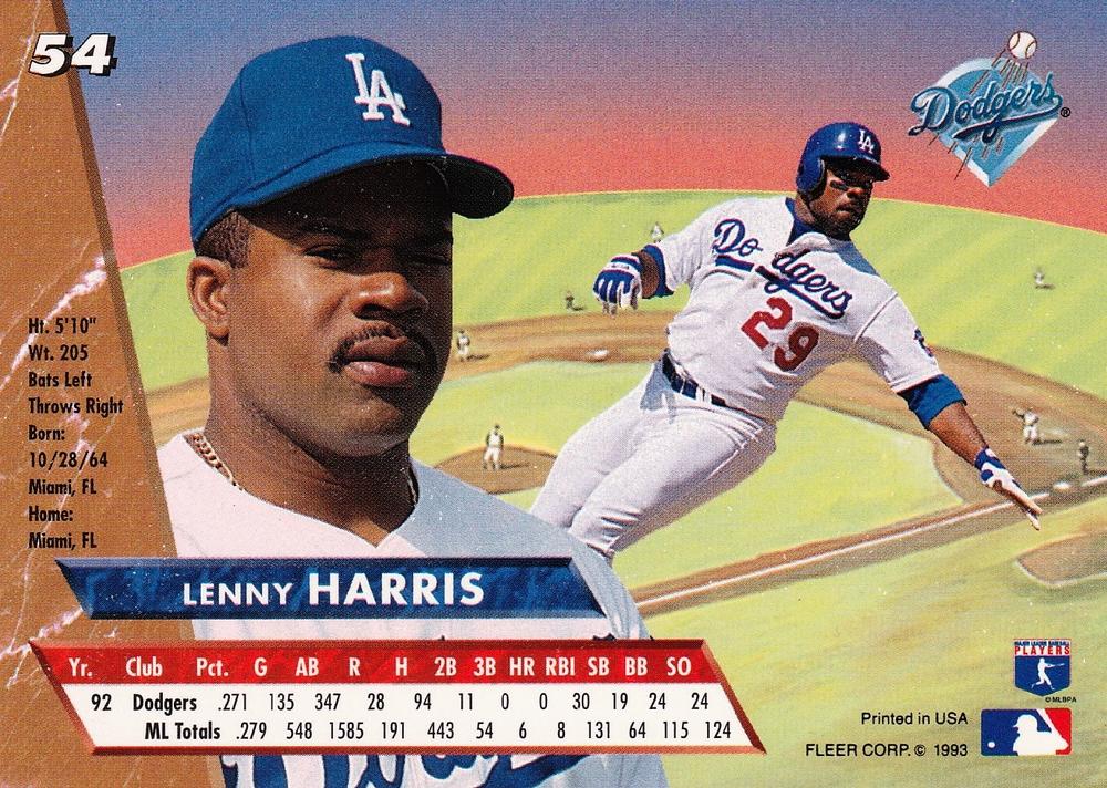 Lenny Harris  baseball card collectible - Main Image 2