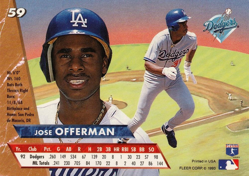 Jose Offerman  baseball card collectible - Main Image 2