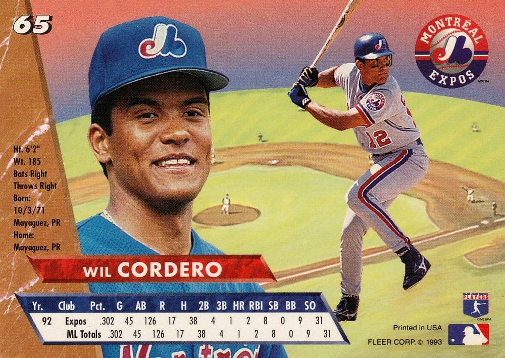 Wil Cordero  baseball card collectible - Main Image 2